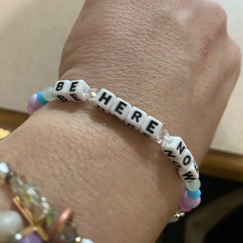 Little Words Project “Be Here Now” blue pink and white bracelet NEW - Picture 4 of 5